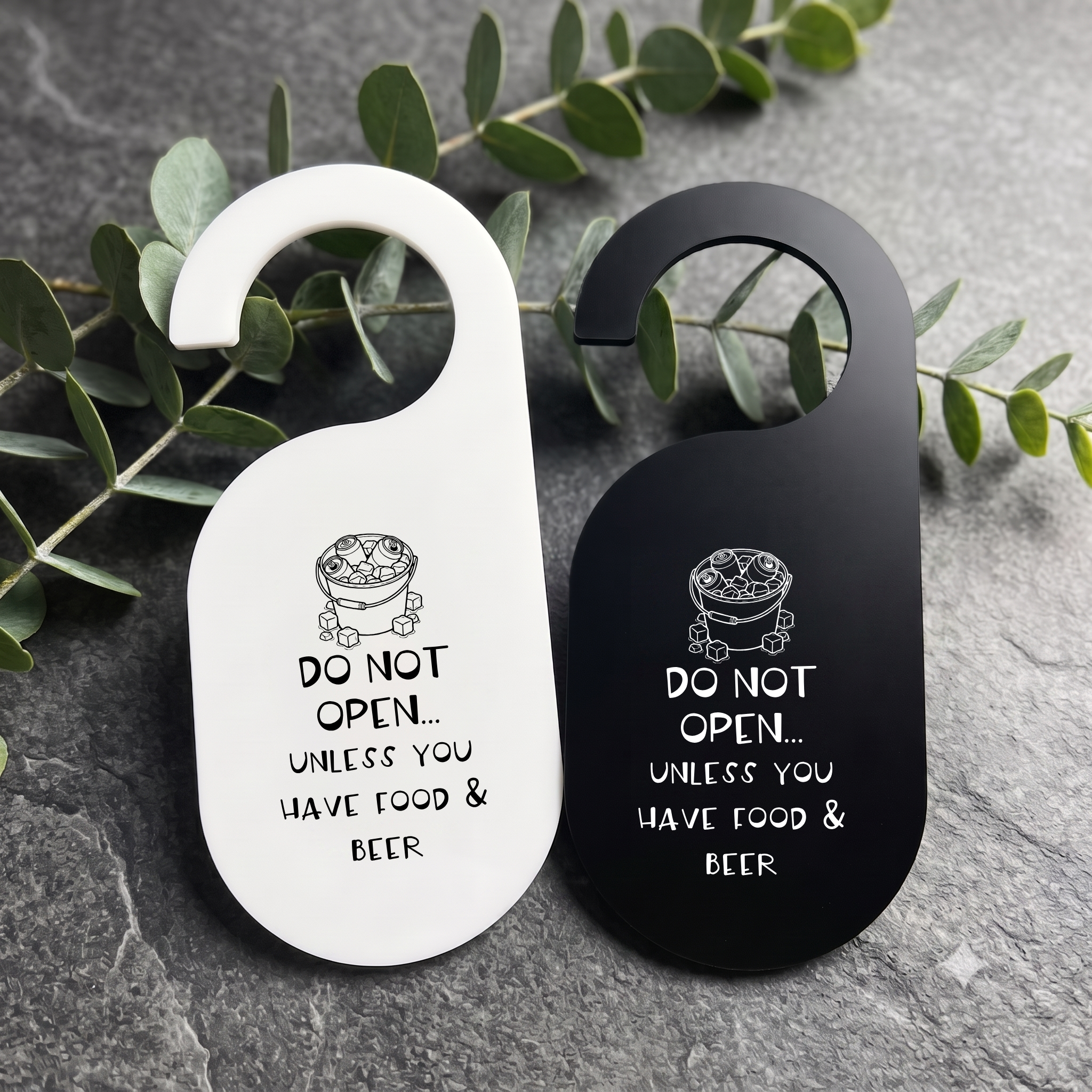 "Food & Beer" Acrylic Door Hanger