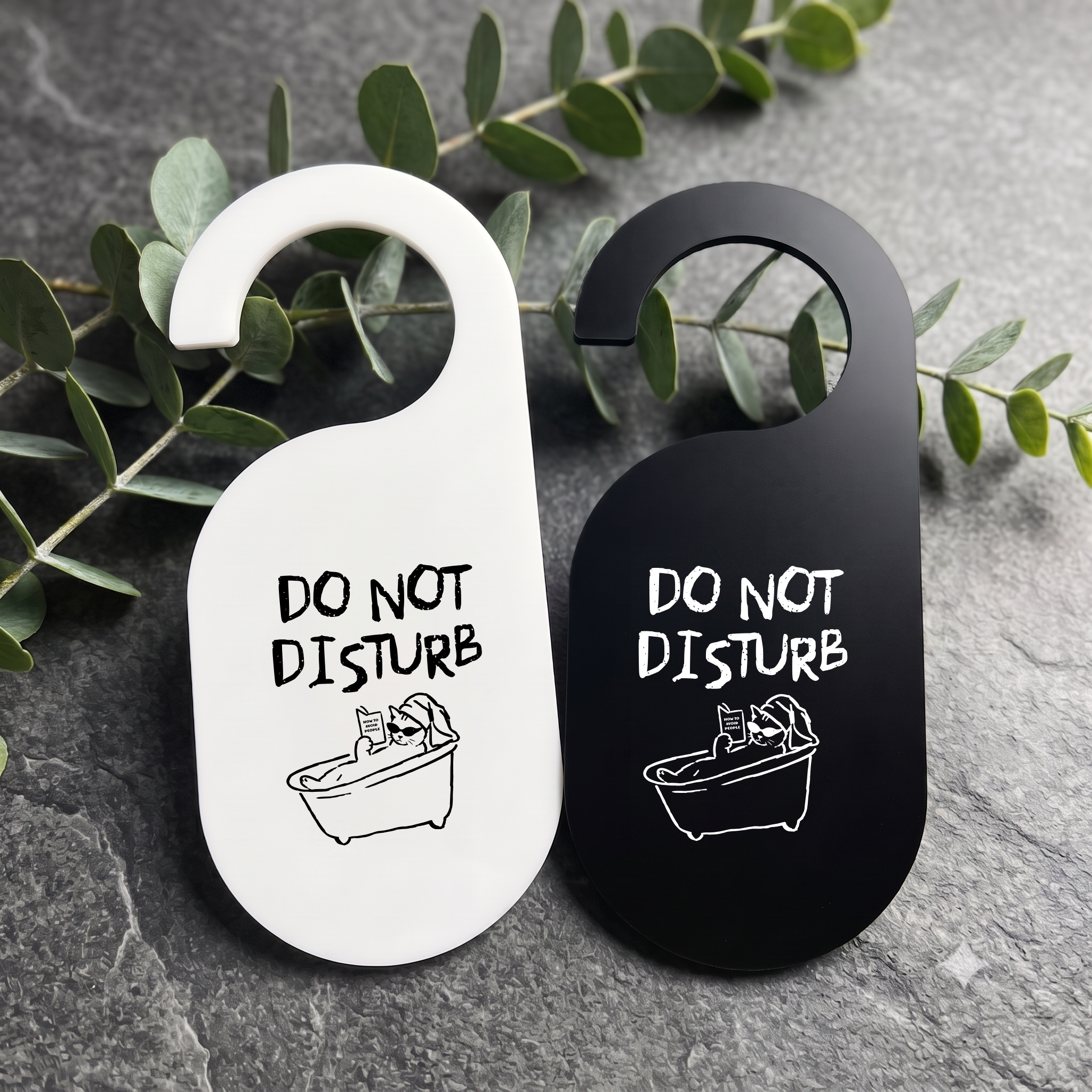 Do Not Disturb Cat in a Bathtub Acrylic Door Hanger