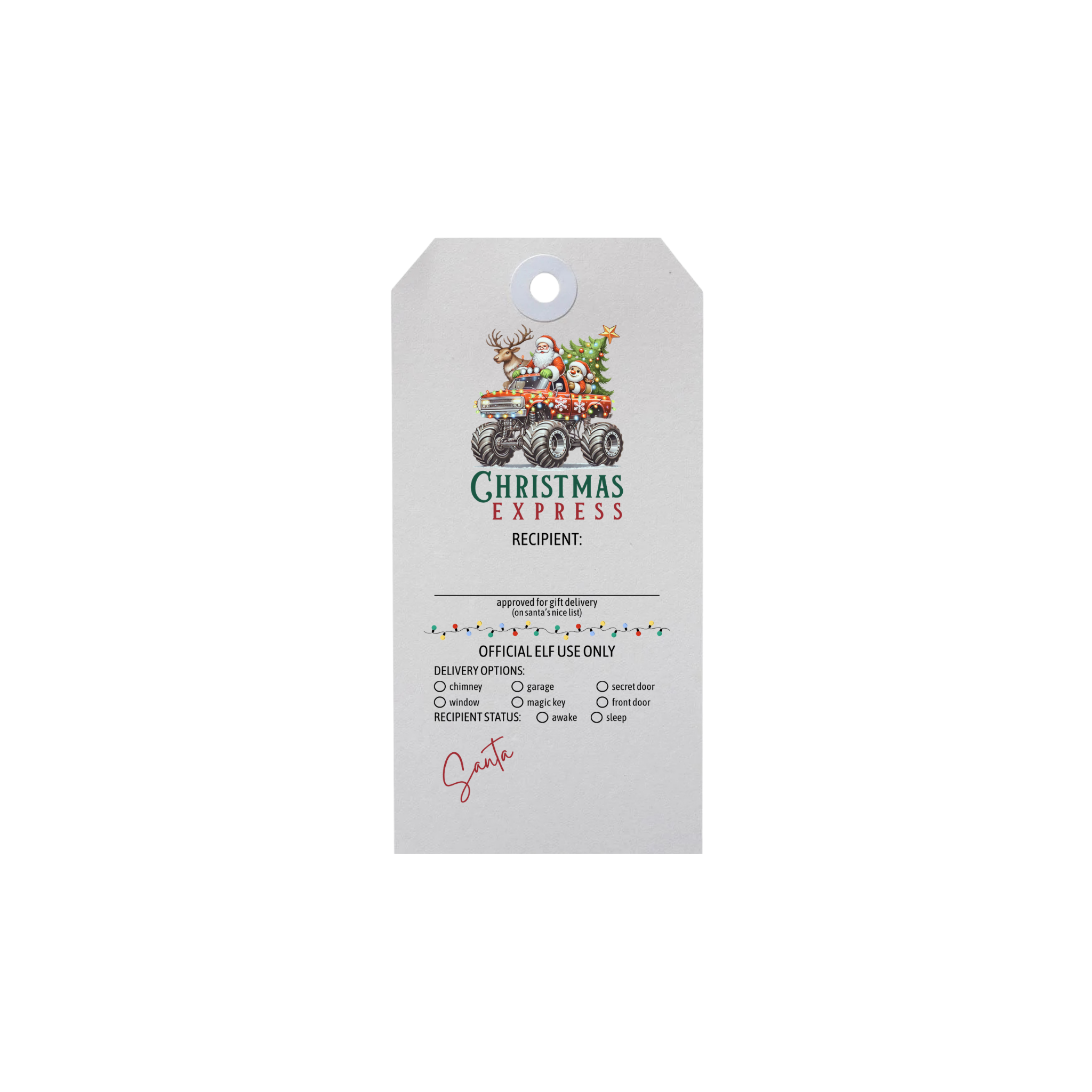 Christmas Express Monster Truck Gift Tags