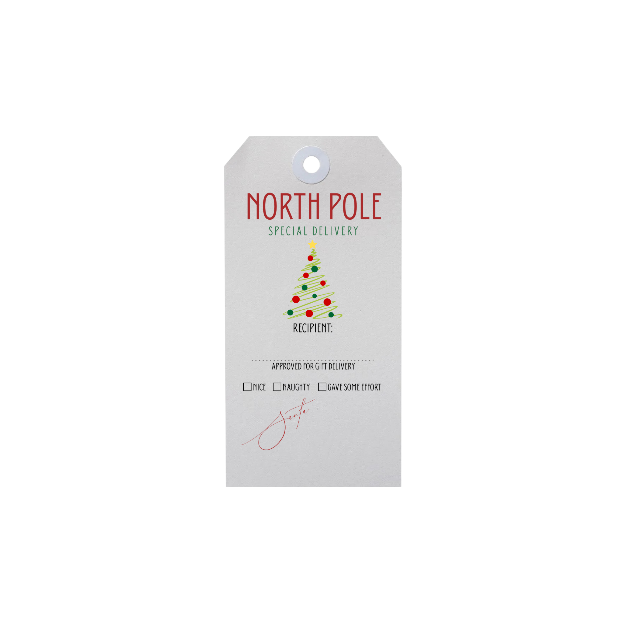 North Pole Special Delivery Minimalist Tree Gift Tags