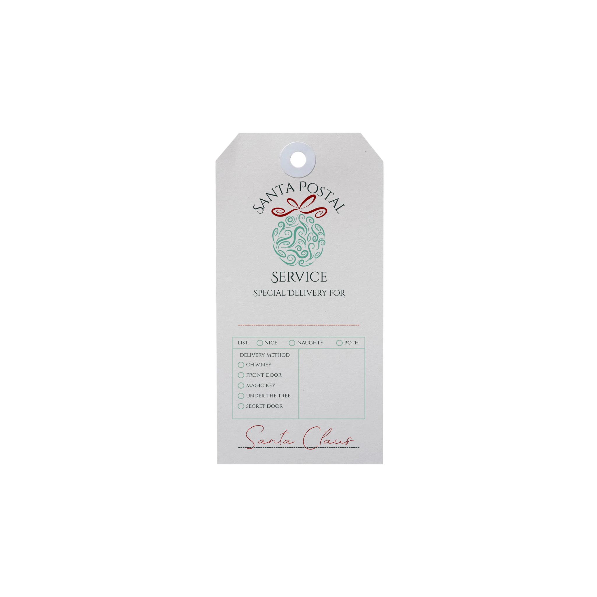 Santa Postal Service Vintage Ornament Gift Tags