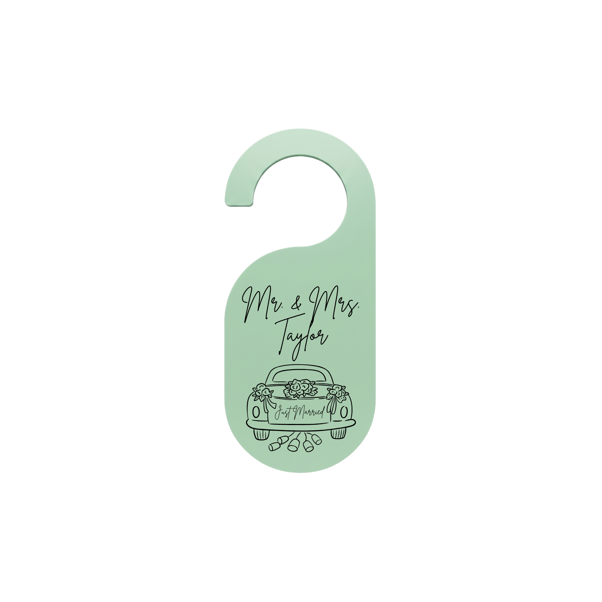 "Honeymooner" Custom Just Married Door Hanger