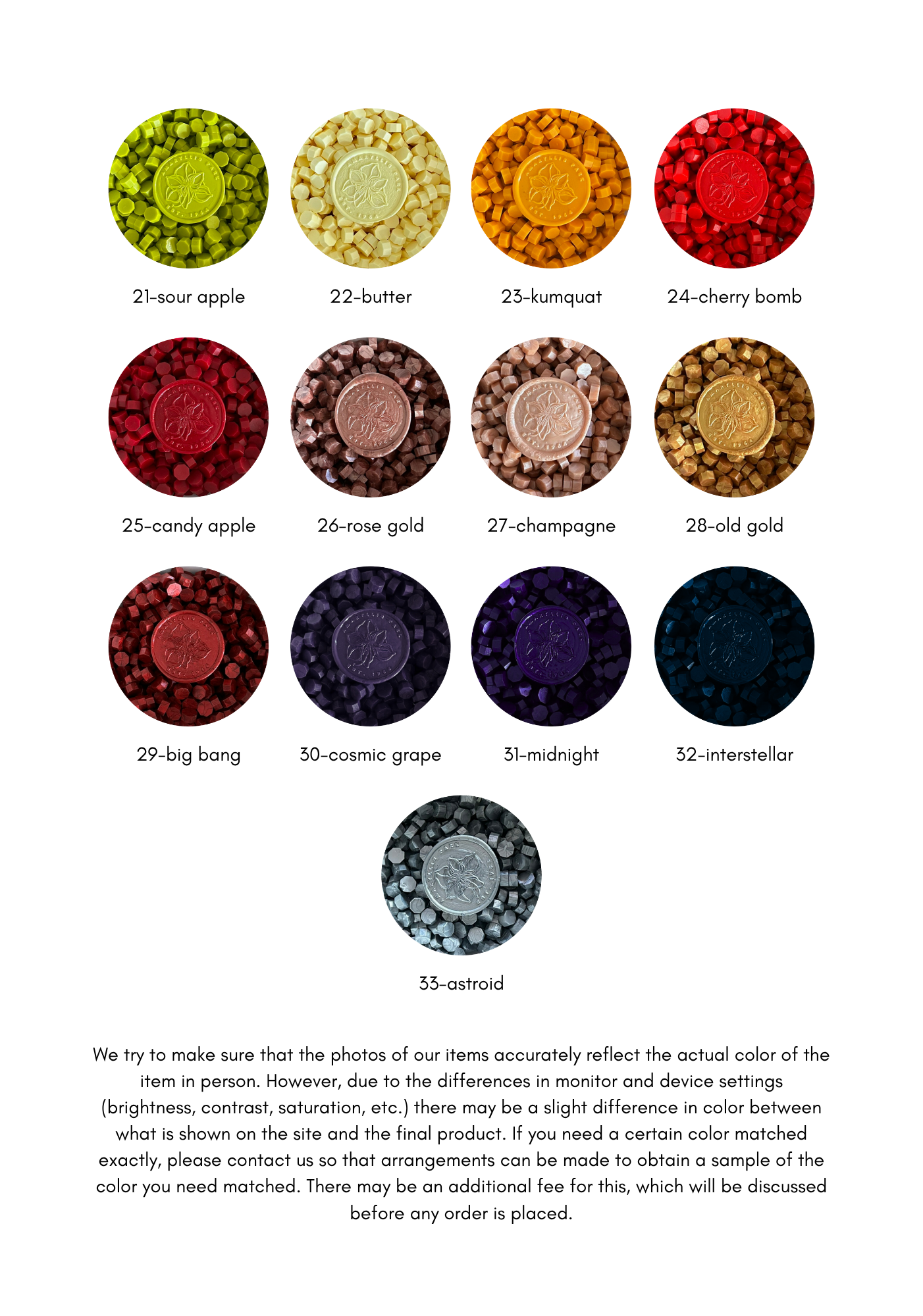 example colors of wax seals